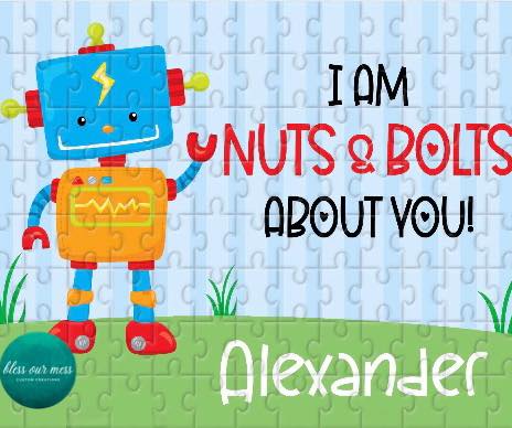 I Am Nuts and Bolts About You Valentine's Day Puzzle, Personalized Kids Puzzle, Valentine's Day Gift, Puzzle for Boys, Puzzle for Girls, Personalized Gift, Custom Puzzle